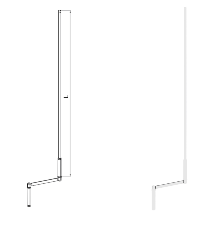 Manivelle complète 1285mm ( 1000mm + 285mm ) avec bloqueur / Coloris blanc